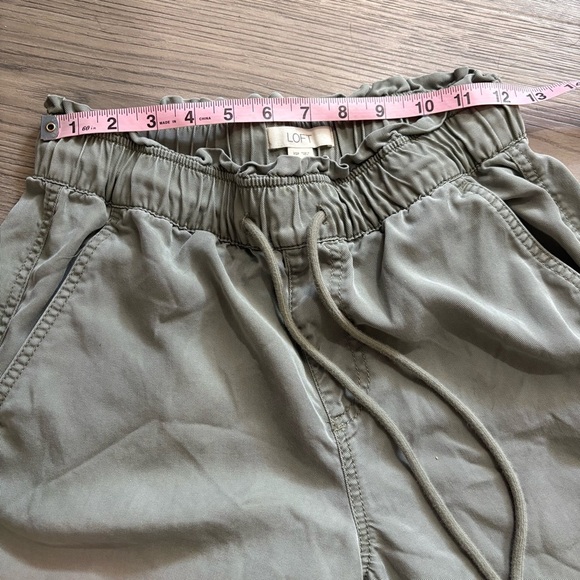 Loft Women's Cropped Pants Green Drawstring Casual Loose Boho Soft Preppy Sz XSP - Picture 4 of 7